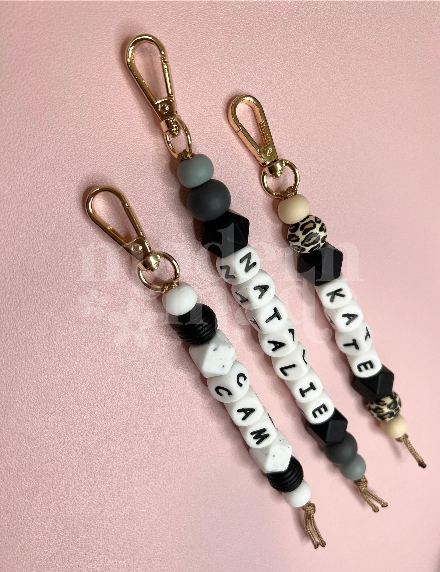 Name Silicone Beaded Keychain