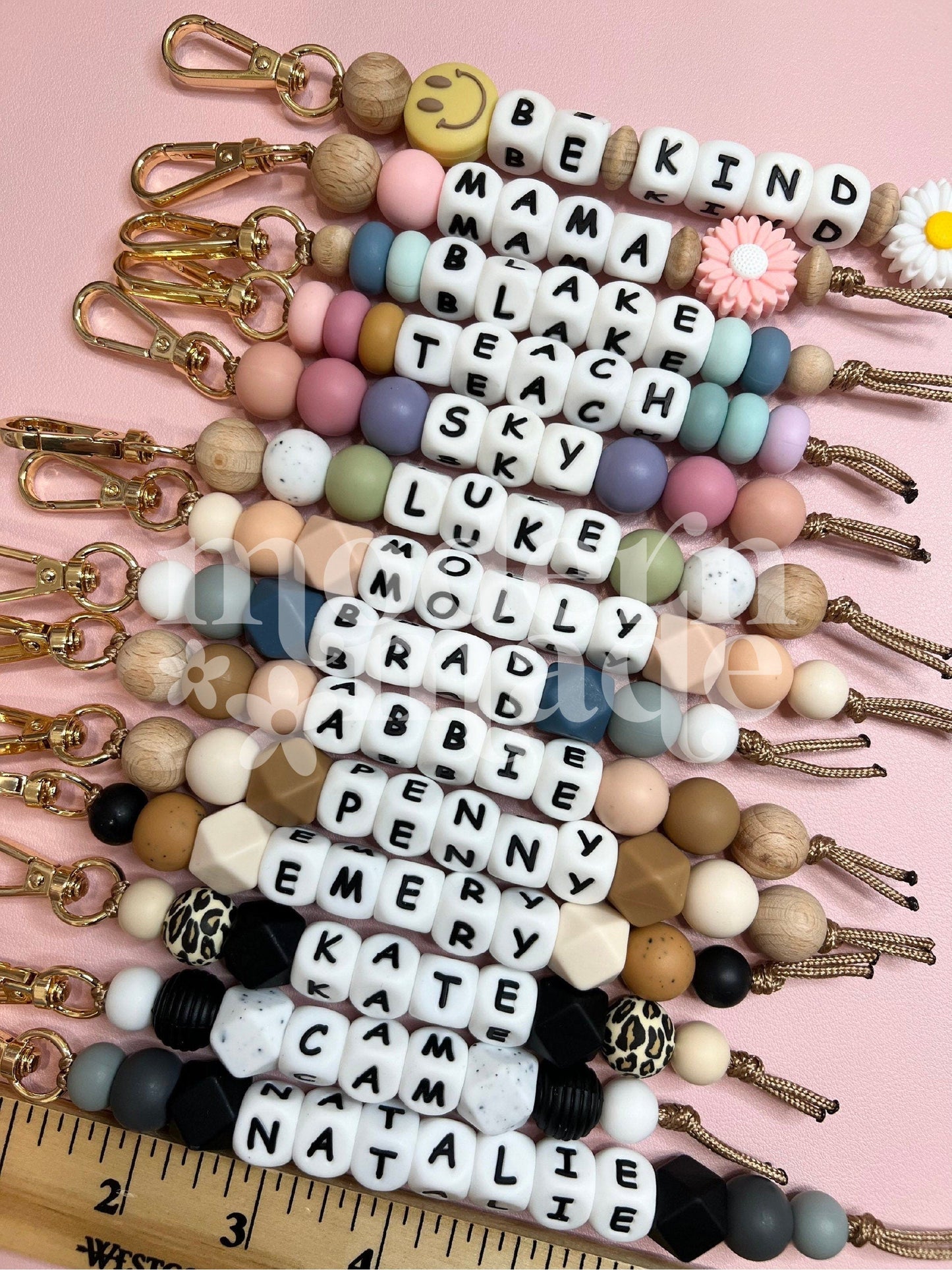 Name Silicone Beaded Keychain