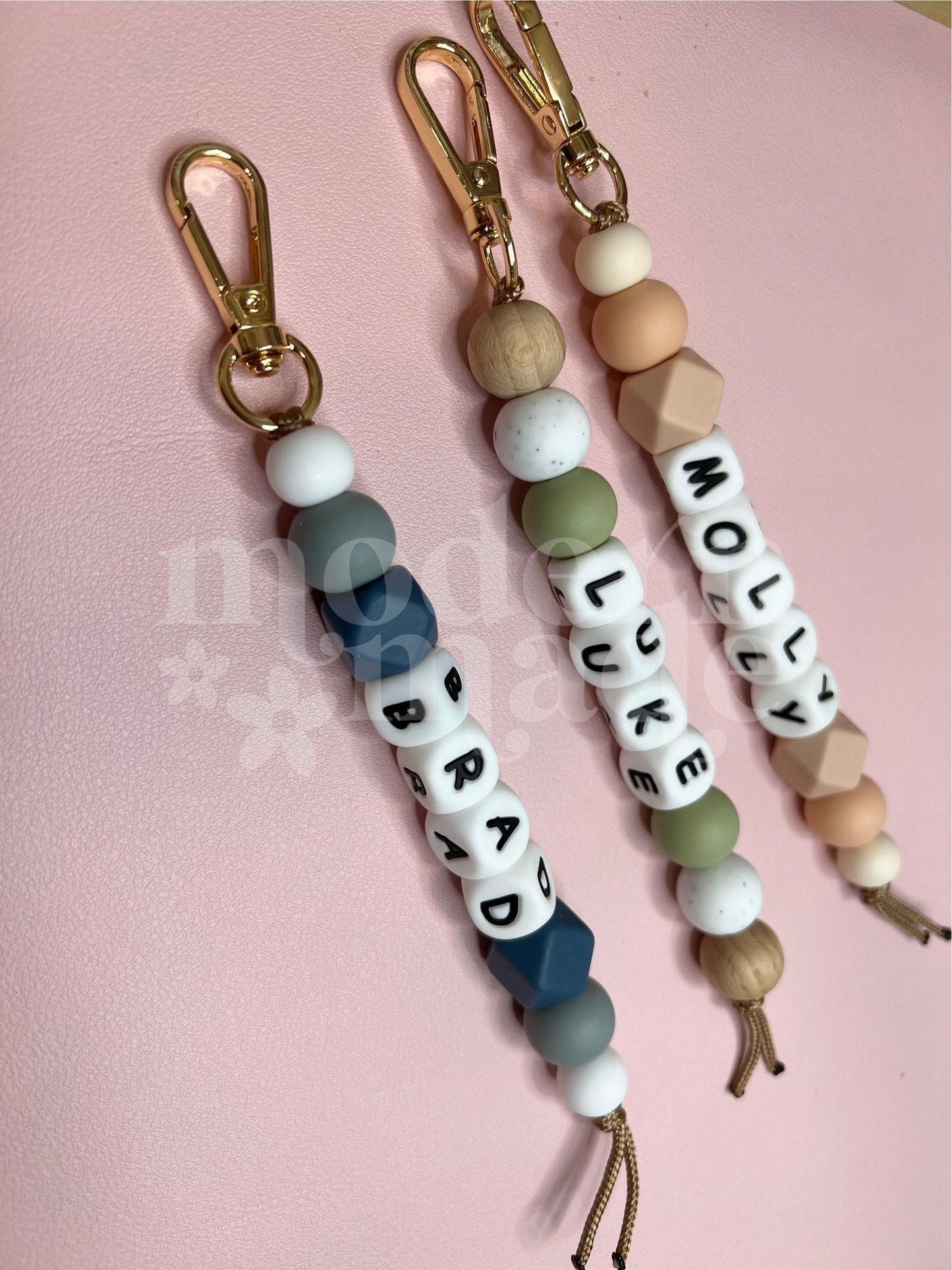 Name Silicone Beaded Keychain