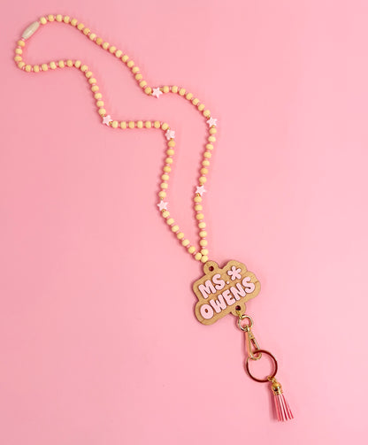 New Pink + Wood Lanyard