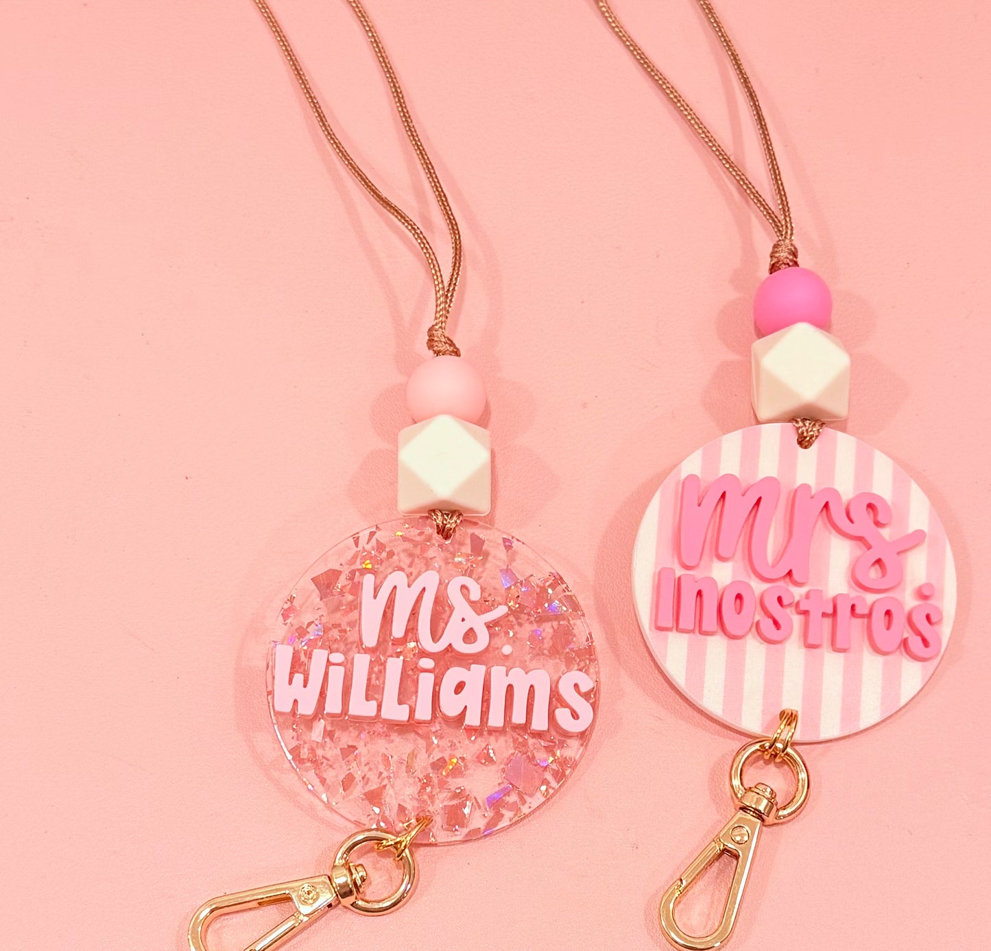 New * Personalized Pink Lanyard or Keychains