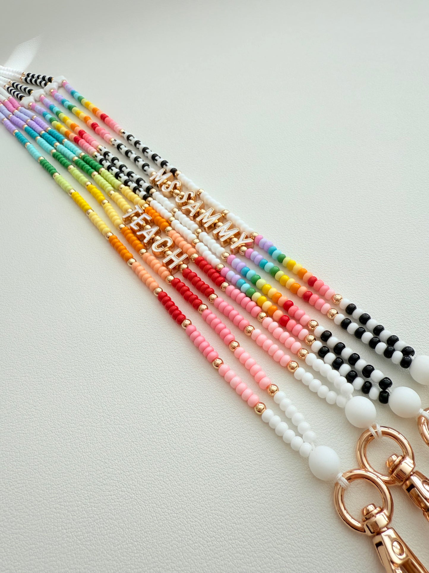 New * Rainbow Seed Bead Lanyard