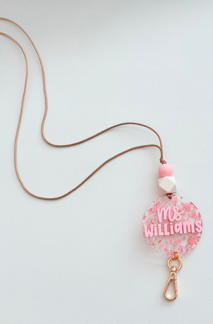 New * Personalized Pink Lanyard or Keychains