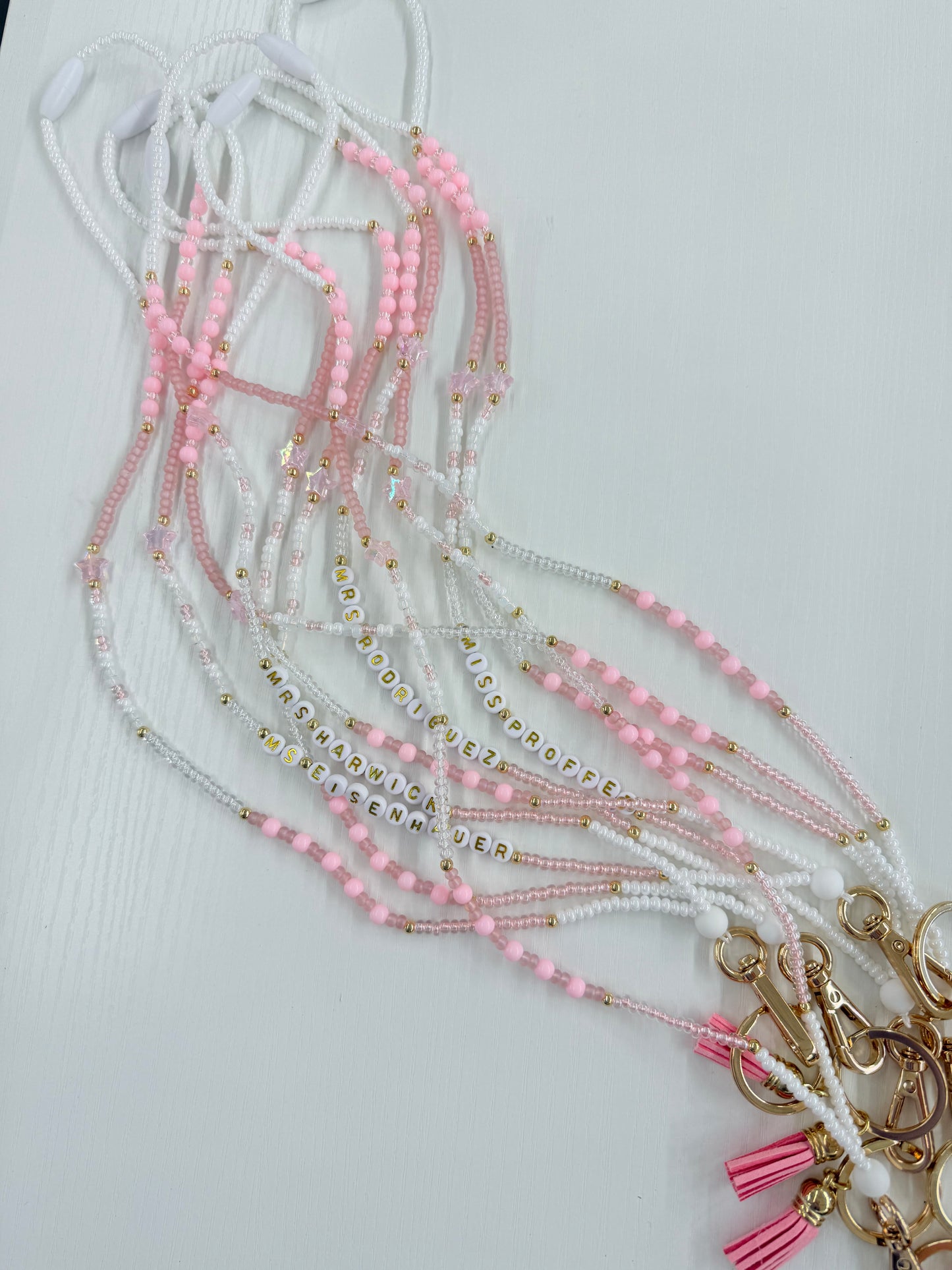 New Pink Seed Bead Lanyard