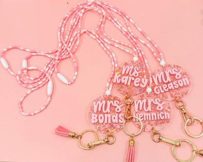 New * Personalized Pink Lanyard or Keychains