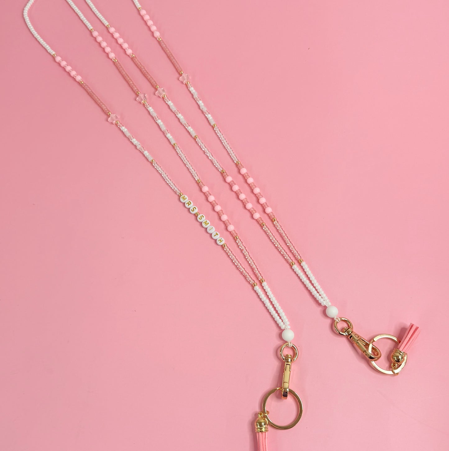 New Pink Seed Bead Lanyard