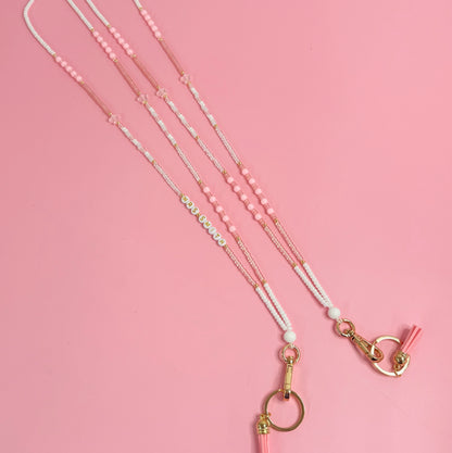 New Pink Seed Bead Lanyard