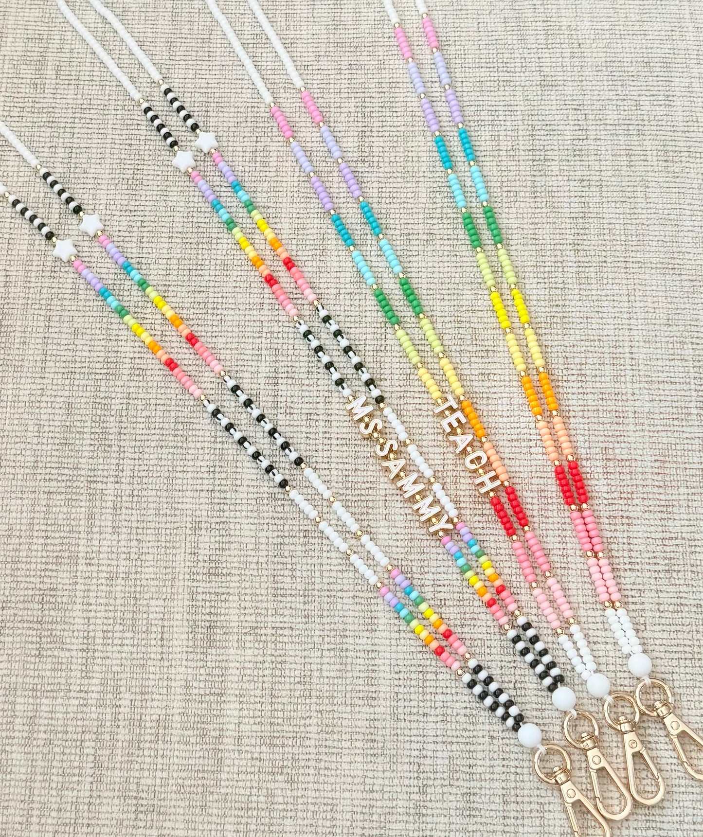 New * Rainbow Seed Bead Lanyard