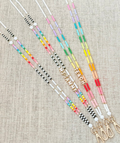 New * Rainbow Seed Bead Lanyard