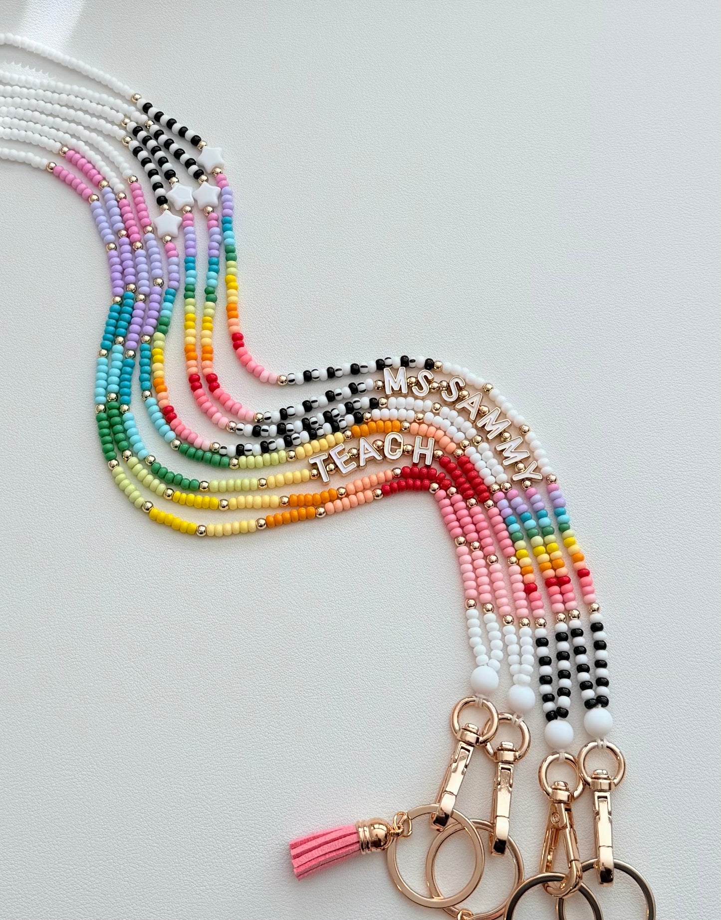 New * Rainbow Seed Bead Lanyard