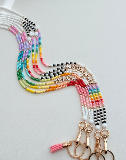 New * Rainbow Seed Bead Lanyard