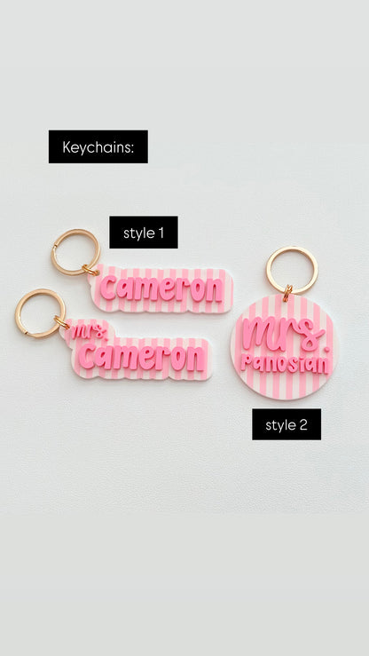 New * Personalized Pink Lanyard or Keychains