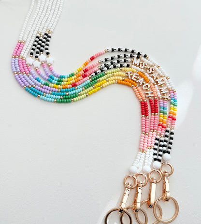 New * Rainbow Seed Bead Lanyard