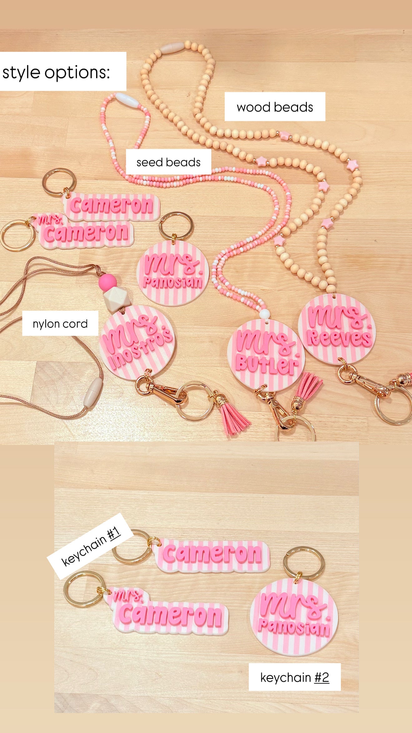 New * Personalized Pink Lanyard or Keychains