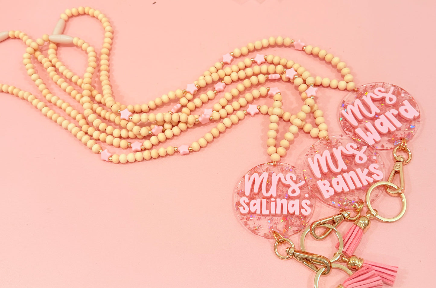 New * Personalized Pink Lanyard or Keychains
