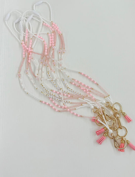 New Pink Seed Bead Lanyard