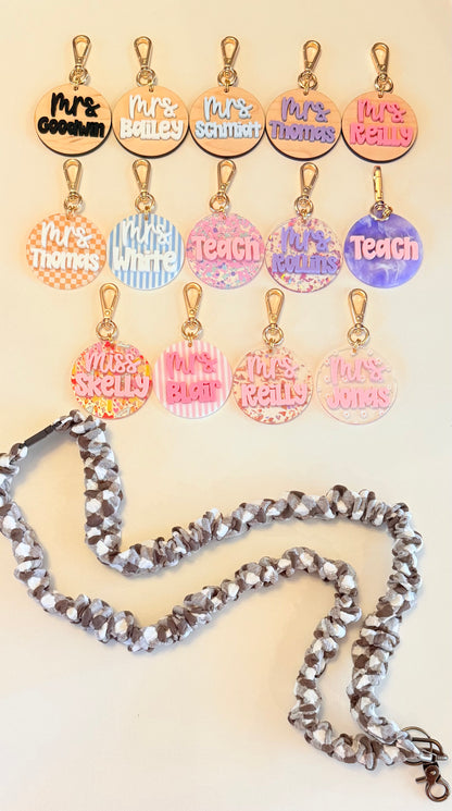 Scrunchie Lanyard with Name Disc