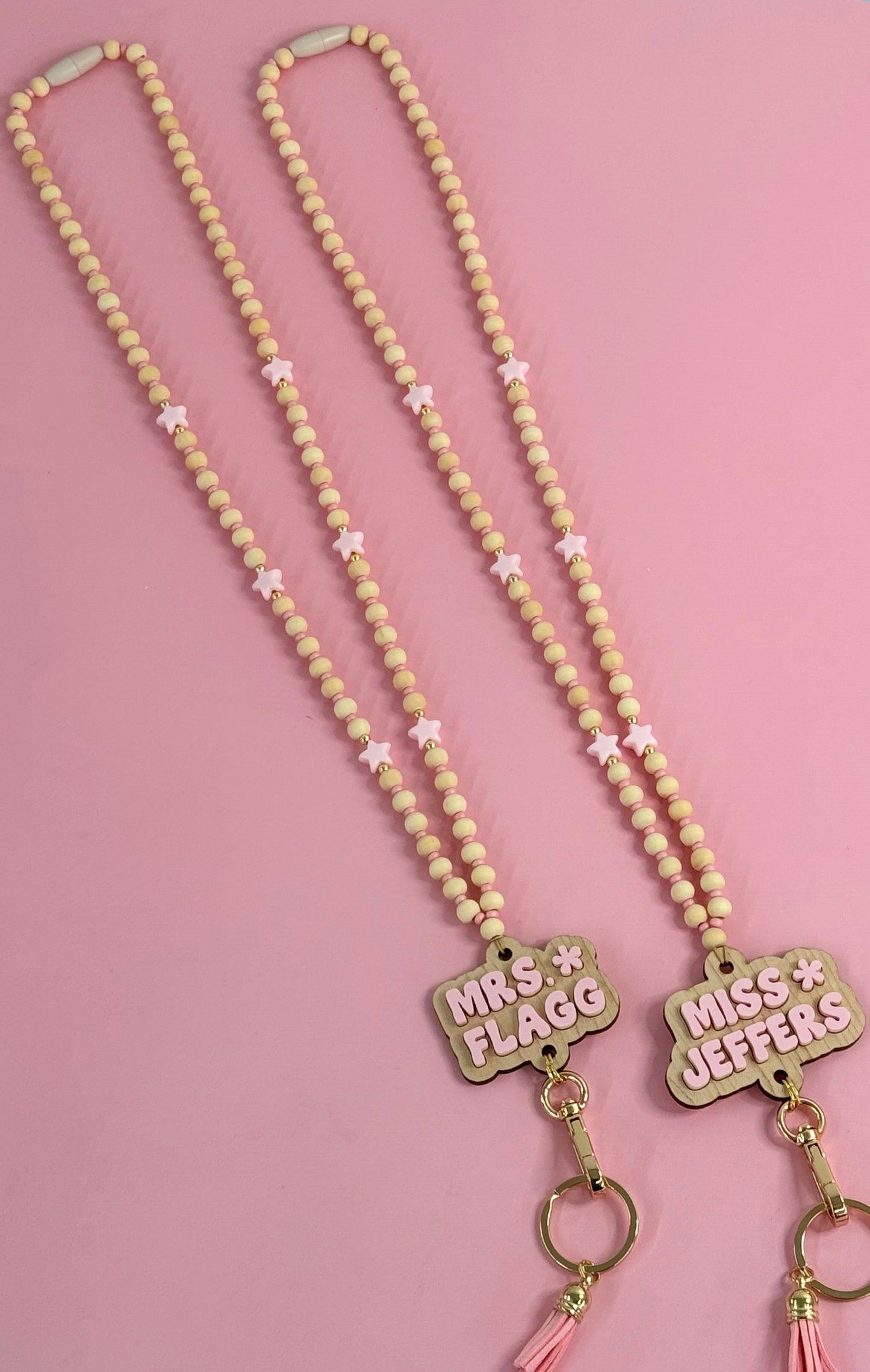 New Pink + Wood Lanyard