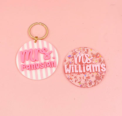 New * Personalized Pink Lanyard or Keychains