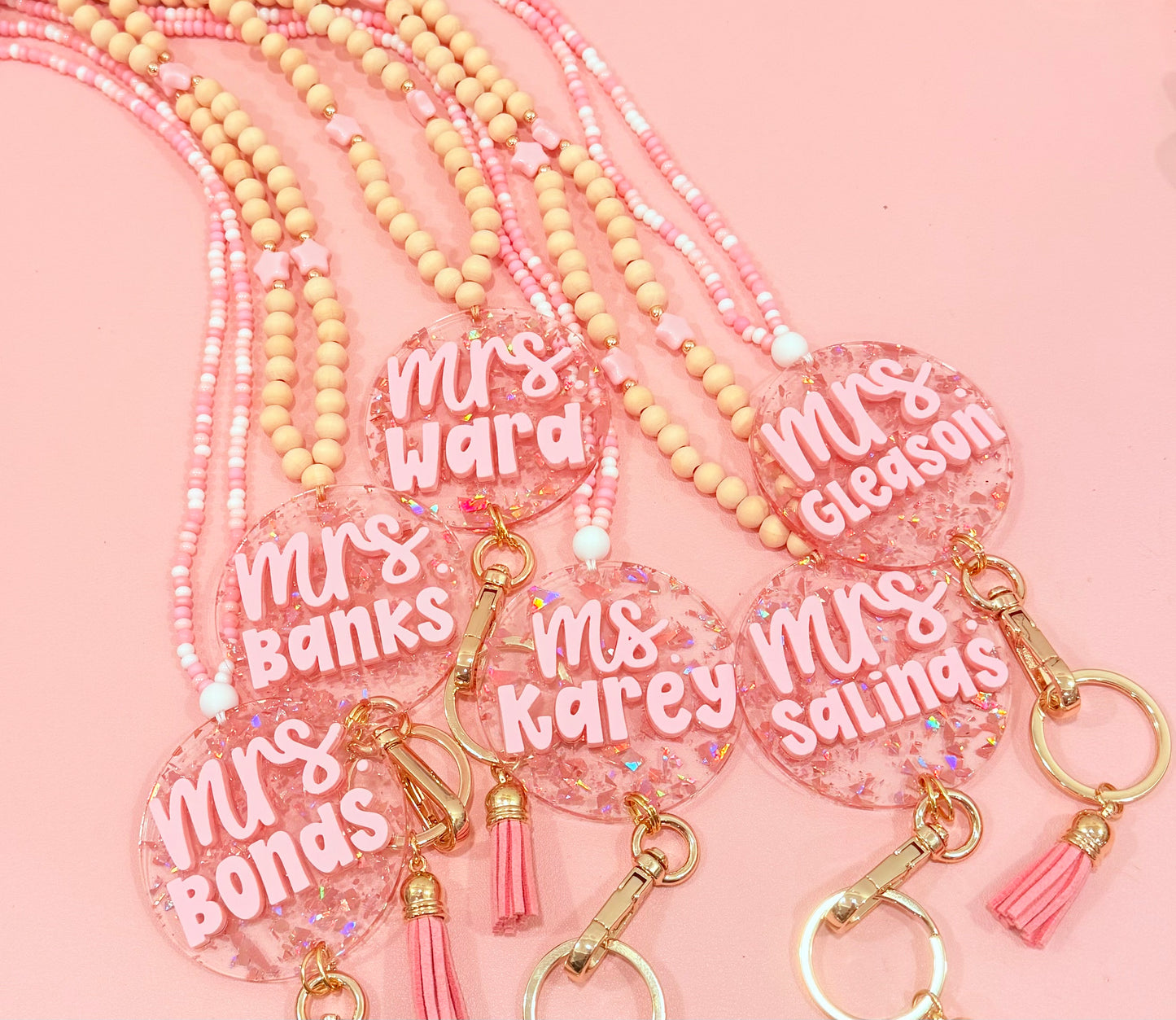 New * Personalized Pink Lanyard or Keychains