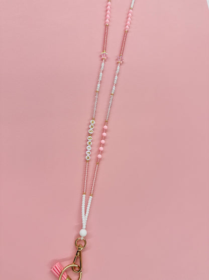 New Pink Seed Bead Lanyard