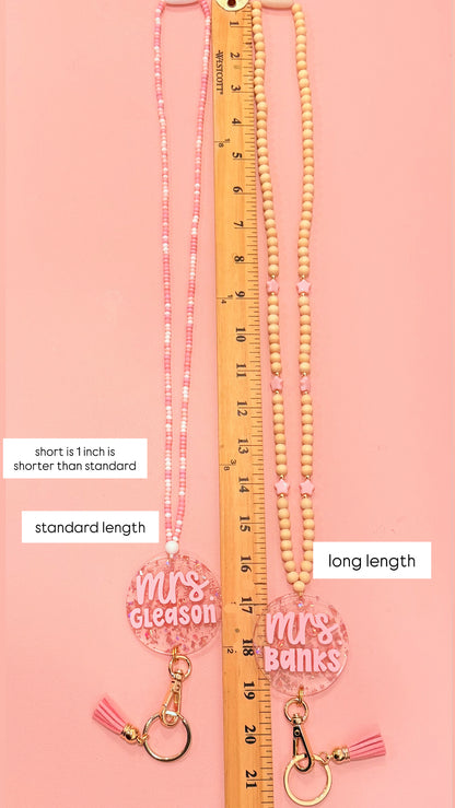 New * Personalized Pink Lanyard or Keychains