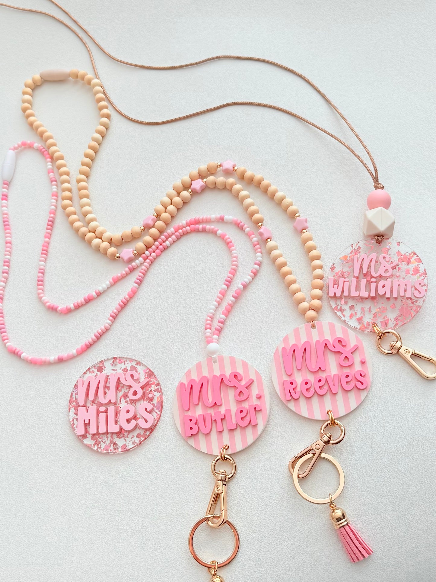 New * Personalized Pink Lanyard or Keychains