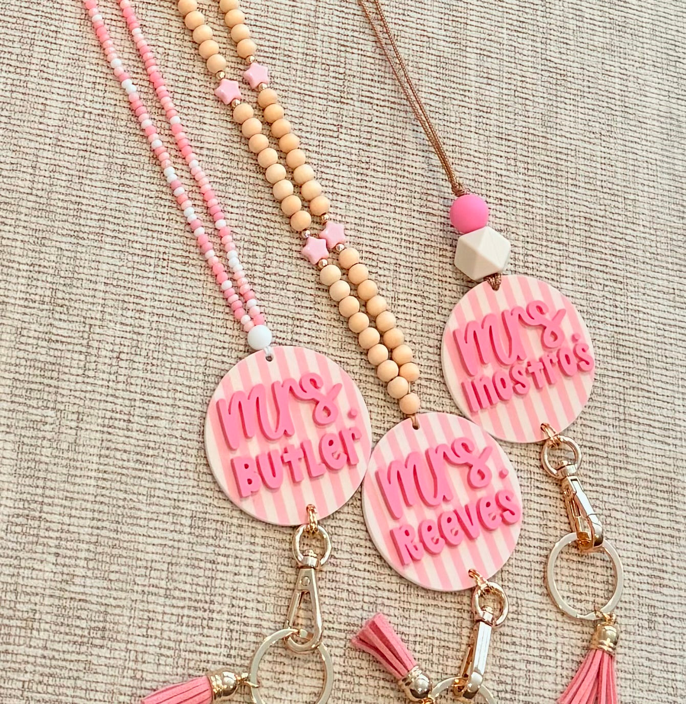 New * Personalized Pink Lanyard or Keychains