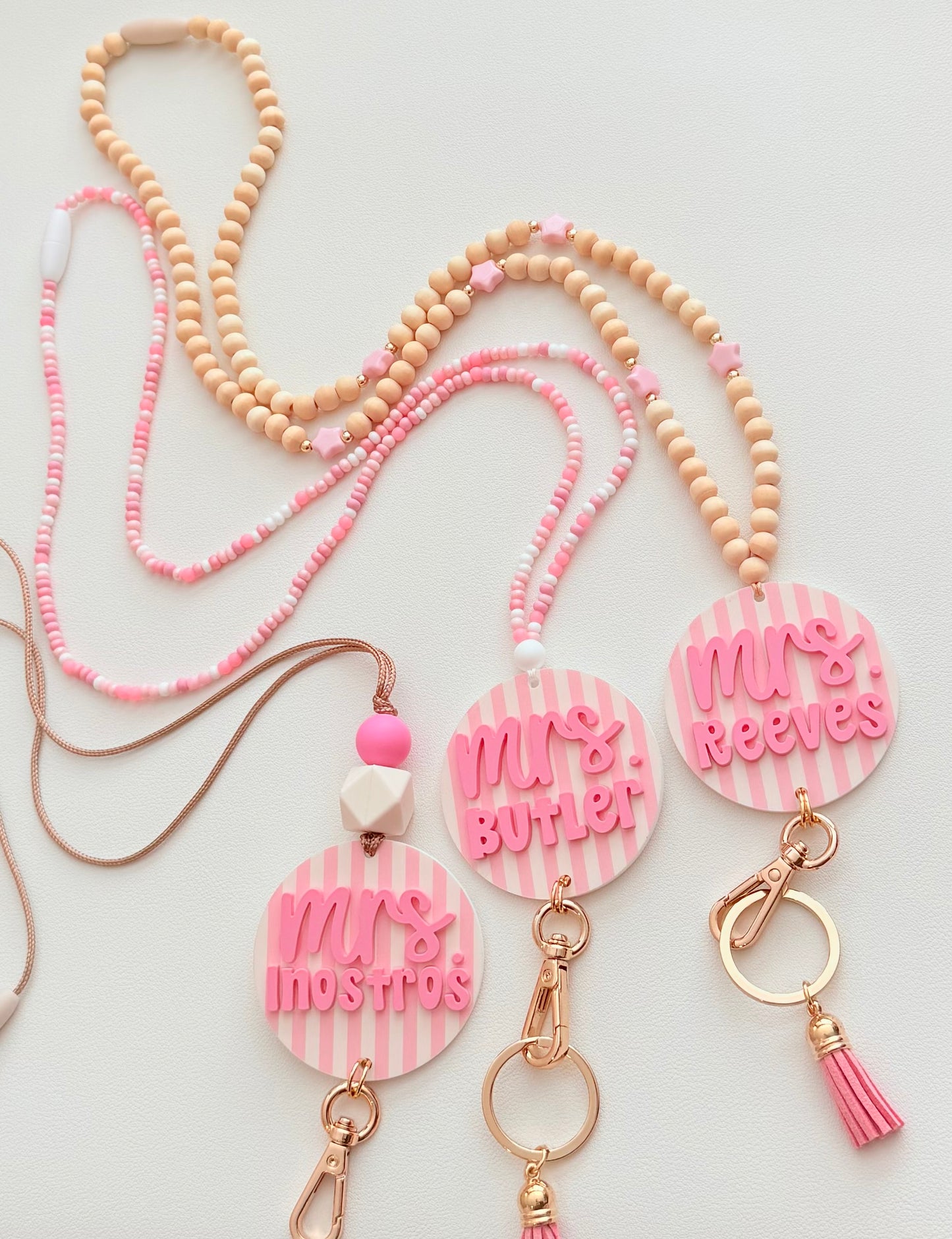 New * Personalized Pink Lanyard or Keychains