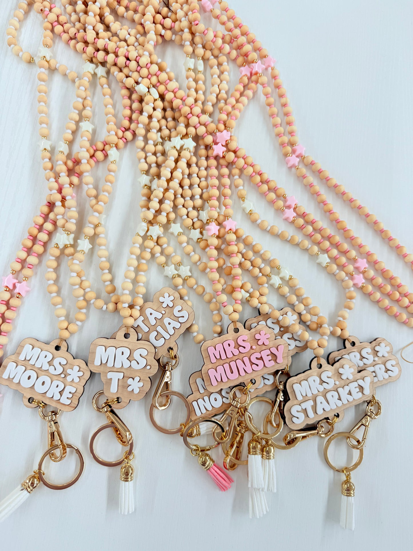New Pink + Wood Lanyard