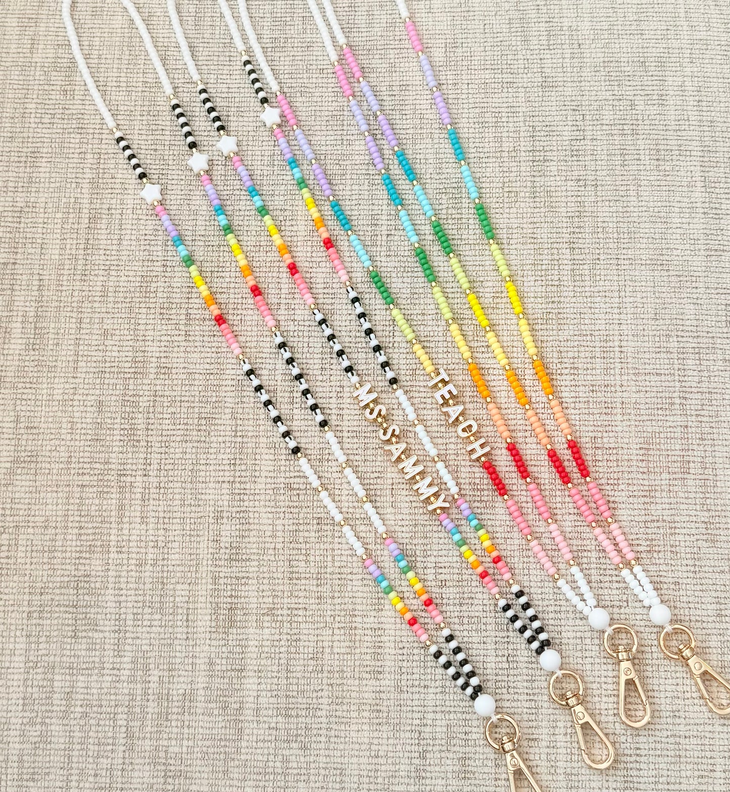 New * Rainbow Seed Bead Lanyard