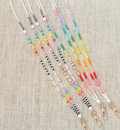 New * Rainbow Seed Bead Lanyard