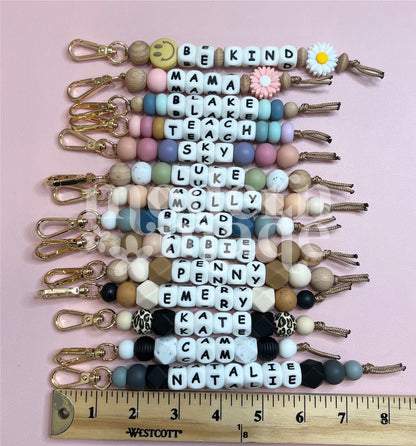 Name Silicone Beaded Keychain