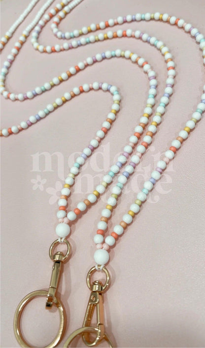 Rainbow + White Teacher Lanyard