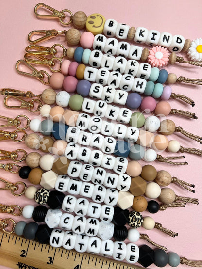 Name Silicone Beaded Keychain