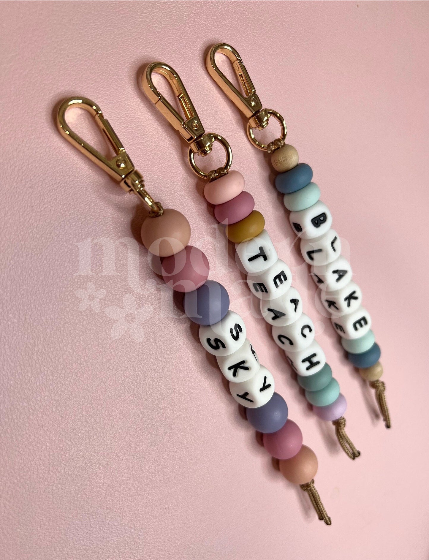 Name Silicone Beaded Keychain