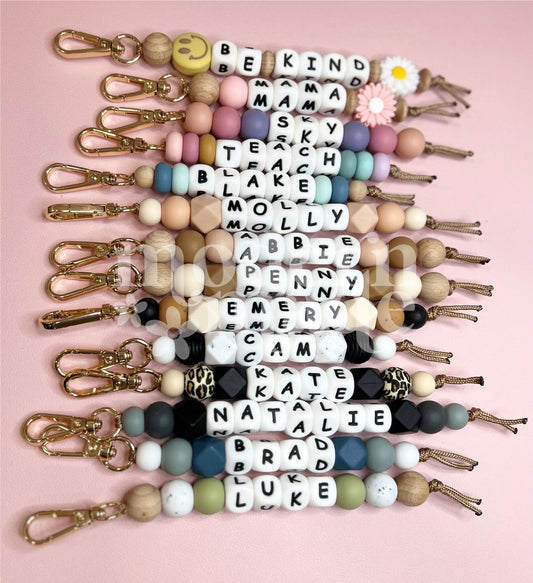 Name Silicone Beaded Keychain