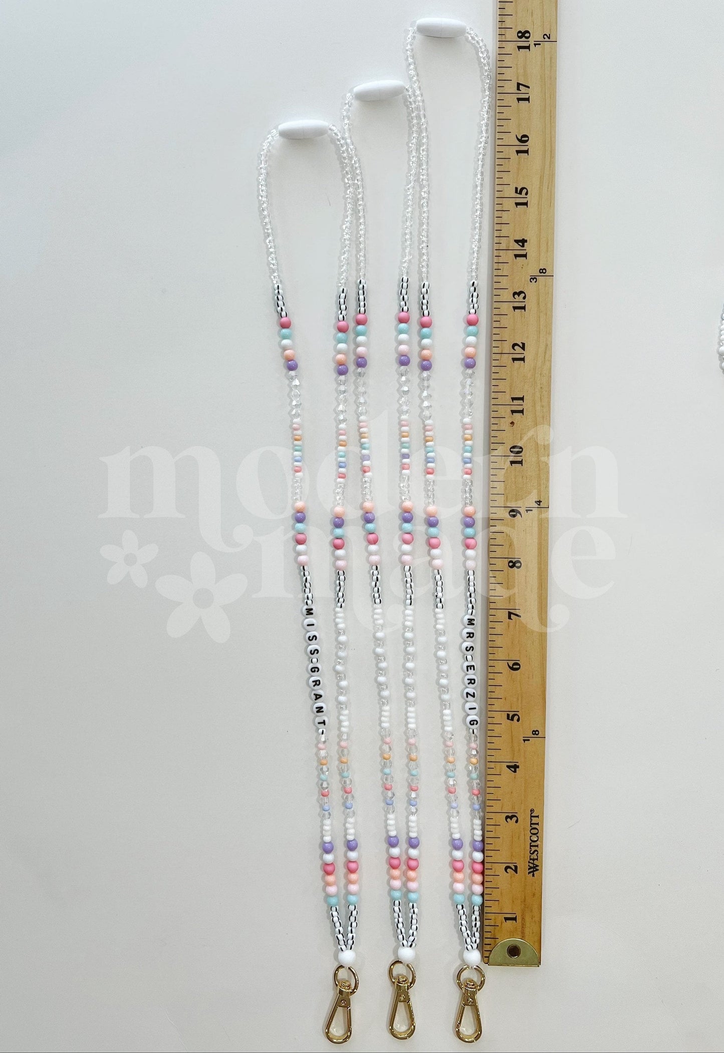 Rainbow + White Teacher Lanyard