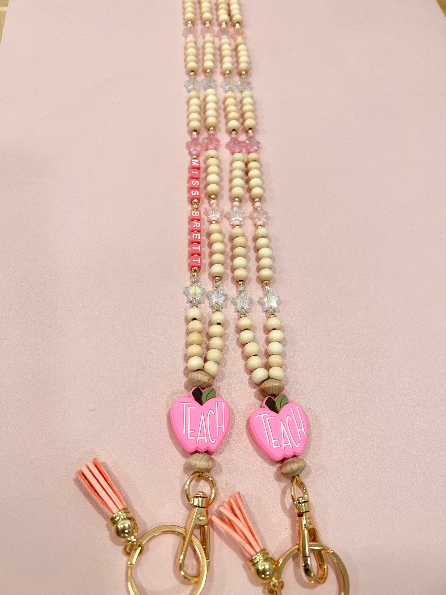 Pink Apple TEACH lanyard