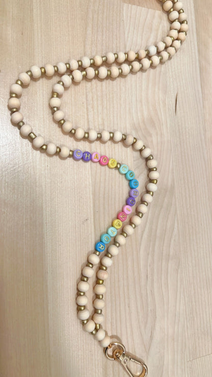 Rainbow Name Beaded Teacher Lanyard