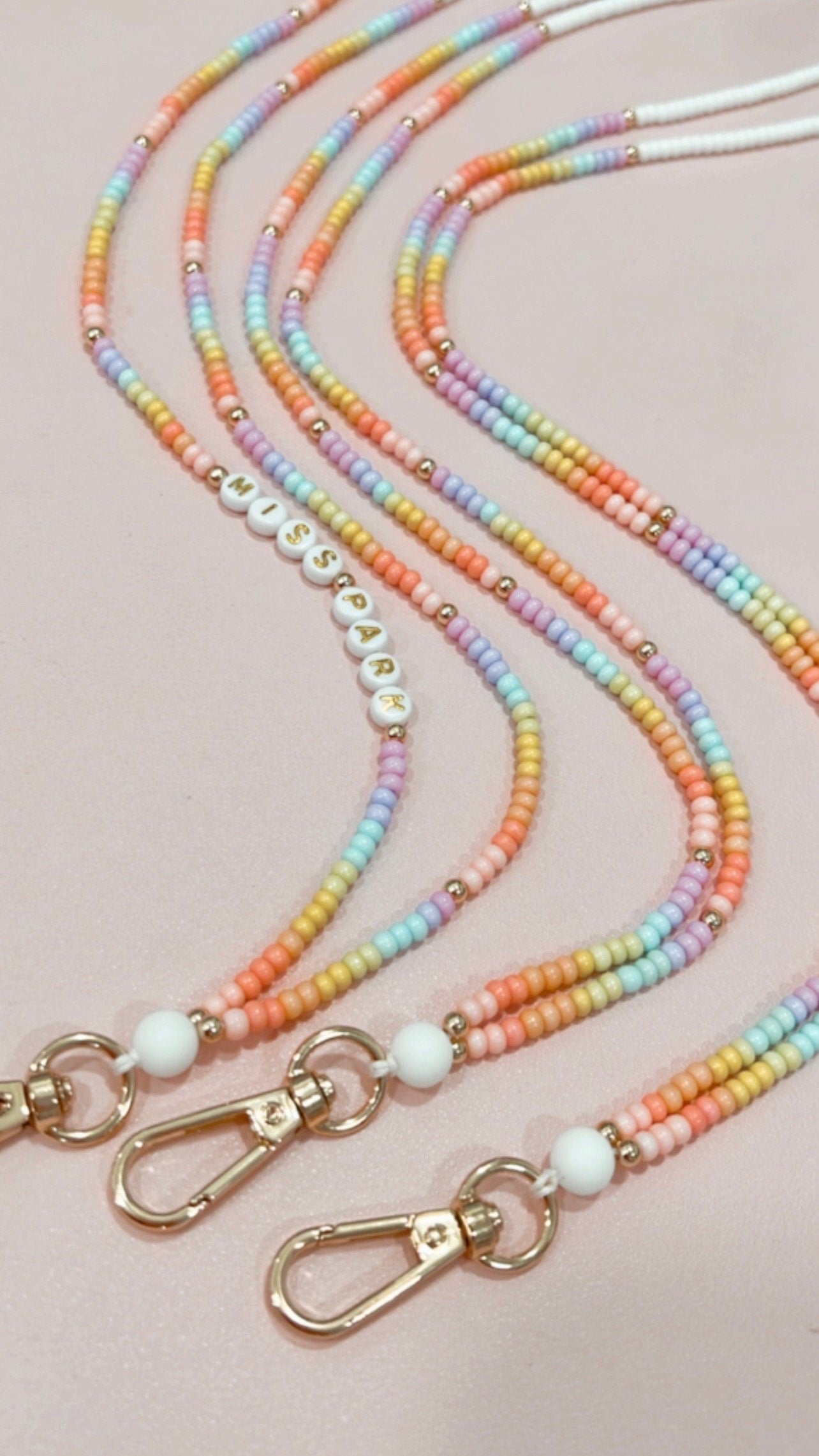 Rainbow Seed Bead Teacher Lanyard