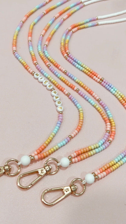 Rainbow Seed Bead Teacher Lanyard