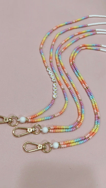 Rainbow Seed Bead Teacher Lanyard